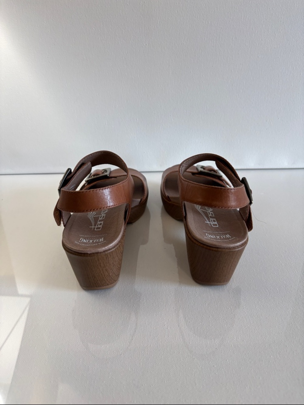 Dansko Women's Tan Leather Buckle Platform Sandals - Picture 3 of 6